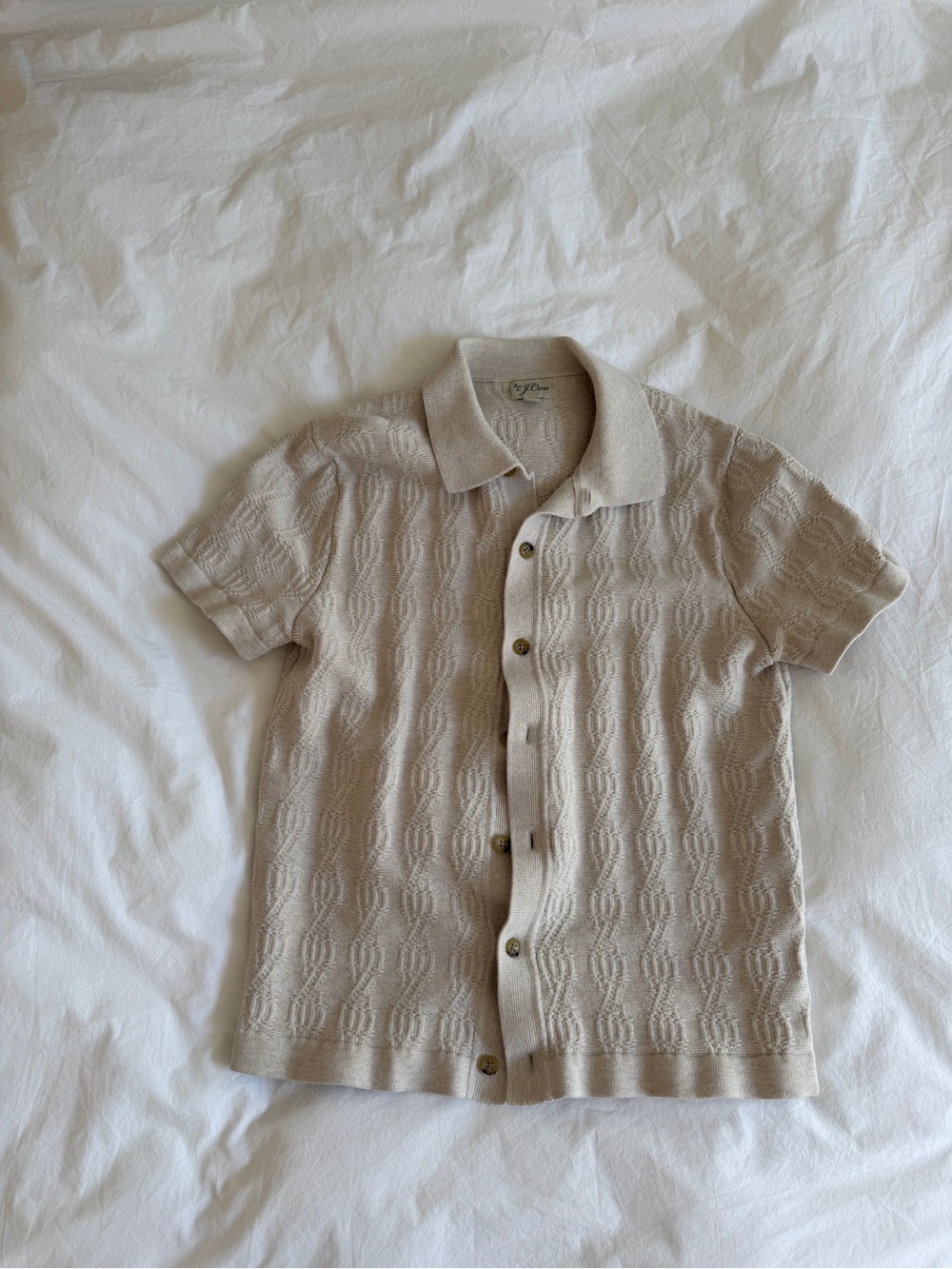 J. Crew Men's Short-Sleeve Button Down Shirt in Light Beige